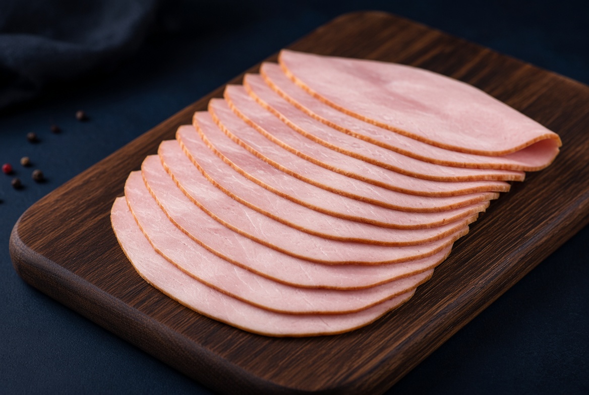Sliced cooked ham